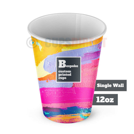 12oz Custom Print Bespoke Paper Cups, Single Wall