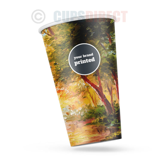 16oz custom print single wall paper cup with PE lining shown from alternate angle