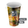 16oz Custom Print Bespoke Paper Cups, Single Wall PE Lined (SWPE016)