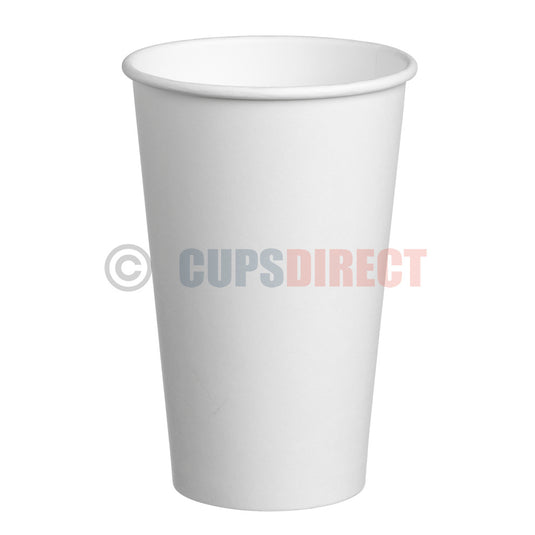 16oz single wall white paper large coffee cup ideal for hot drinks