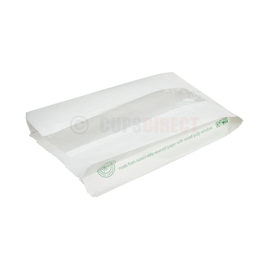 2.5 x 6 x 10 inch Vegware NatureFlex glassine bag suitable for larger food items