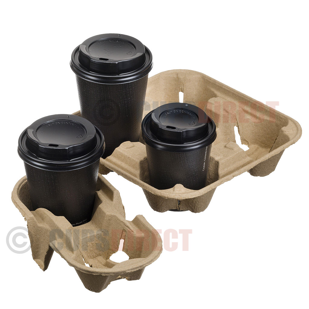 Pulp Carry Tray Range - Paper Cup Holders 2 or 4 Cup Trays | CupsDirect