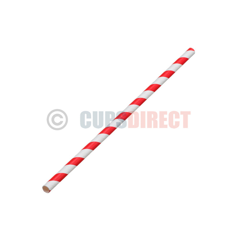 Load image into Gallery viewer, Red and white striped 6mm paper drinking straws, recyclable and compostable
