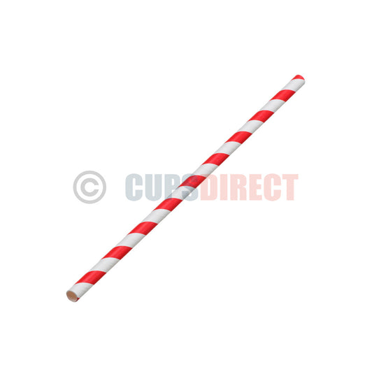 Red and white striped 6mm paper drinking straws, recyclable and compostable