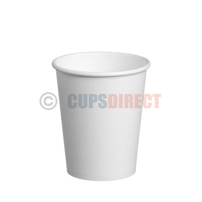 8oz single wall white paper coffee cup for hot drinks with plain design