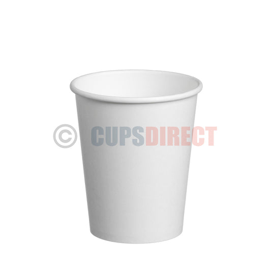 8oz single wall white paper coffee cup for hot drinks with plain design