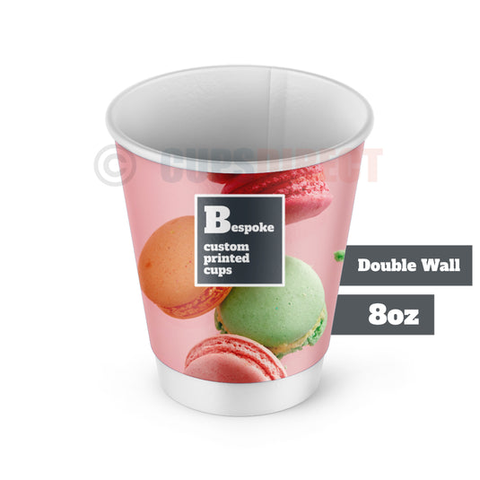 8oz Custom Print Bespoke Paper Cups, Double Wall