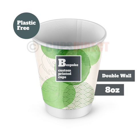 8oz 90mm Dia Eco Friendly Kraft Double Wall Paper Cups with PS