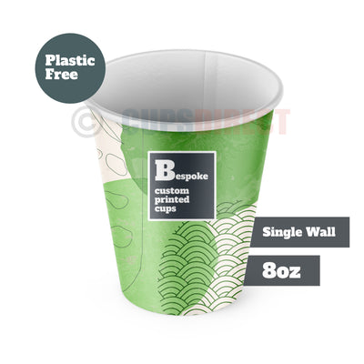 8oz Custom Print Bespoke Paper Cups, Single Wall