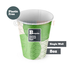 8oz Custom Print Bespoke Paper Cups, Single Wall