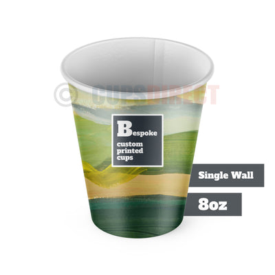 8oz Custom Print Bespoke Paper Cups, Single Wall