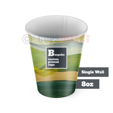 8oz Custom Print Bespoke Paper Cups, Single Wall
