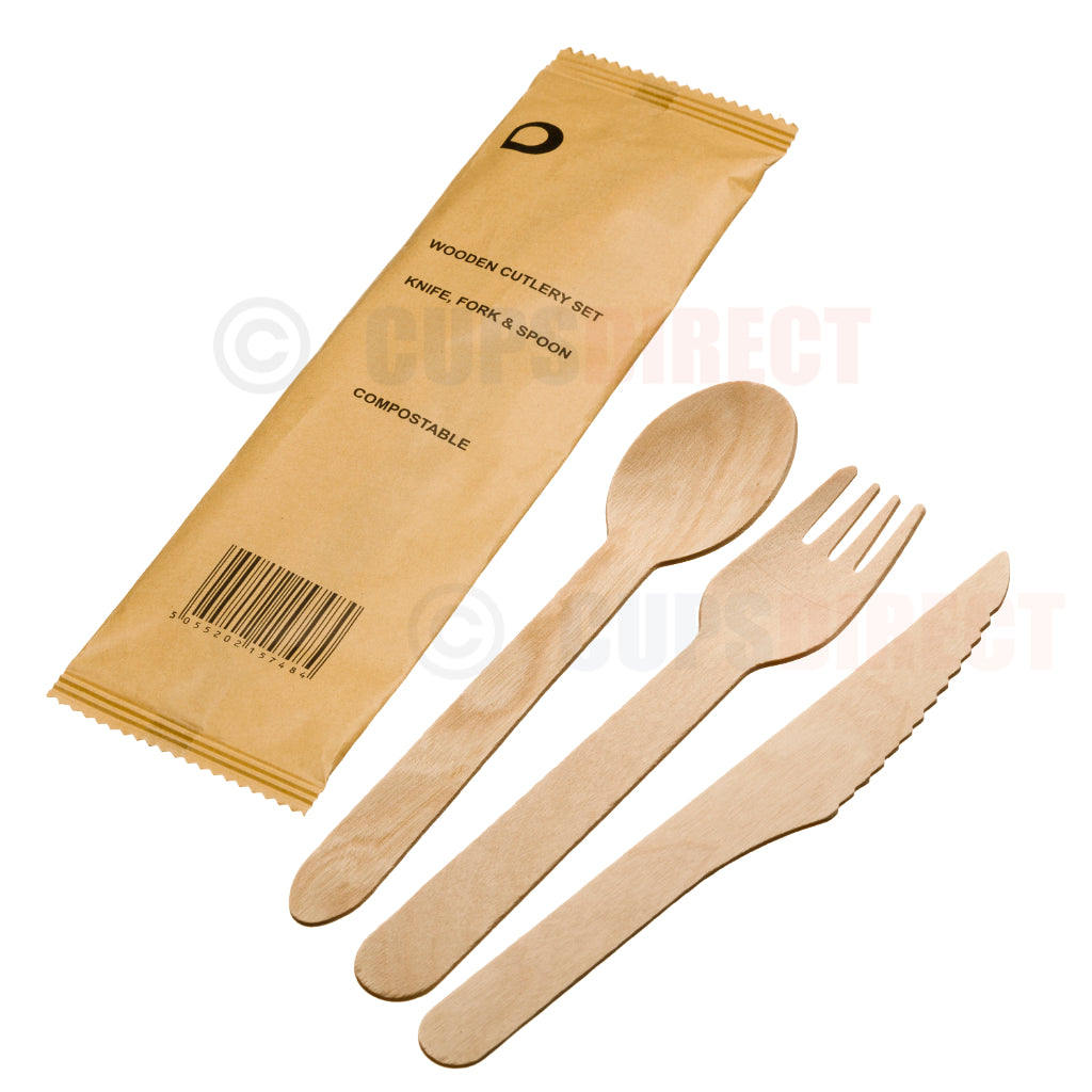 Wooden Cutlery Pack, Knife, Fork and Spoon