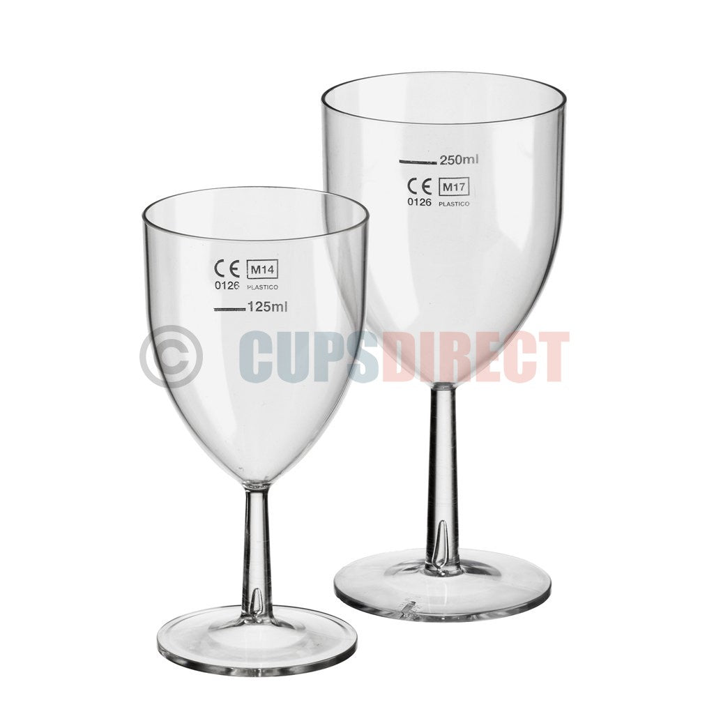 Reusable Plastic Wine Glass Range CE Marked 175ml and 250ml CupsDirect