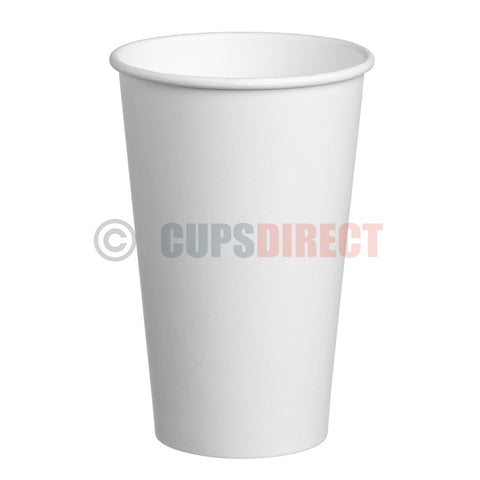 16oz Single Wall, White Paper Cups for Hot Drinks and Coffee