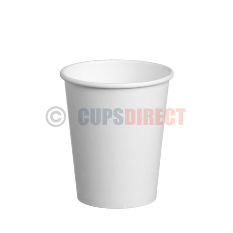  8oz Single Wall, White Paper Cups for Hot Drinks and Coffee