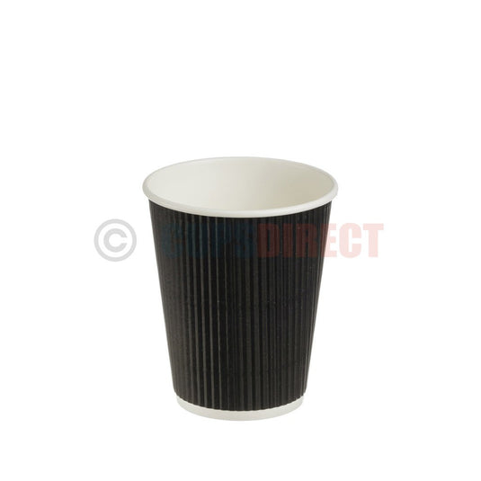 10oz black ripple weave paper hot cup ideal for serving hot beverages