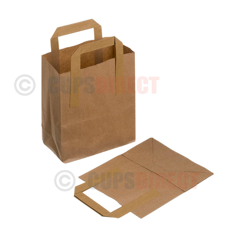 Load image into Gallery viewer, Small brown paper SOS handle bags, durable kraft paper for retail and takeaway use
