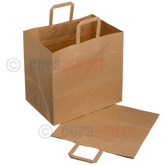 Extra large brown SOS paper bag with sturdy handles, ideal for carrying groceries or takeaways