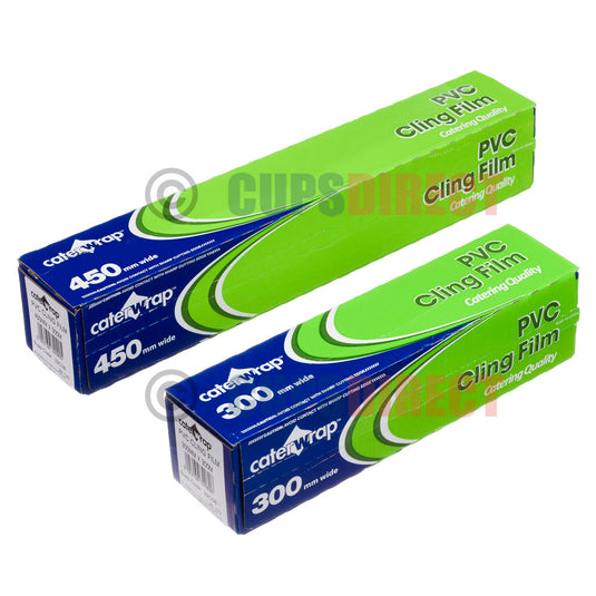 Cling film catering wrap rolls in multiple widths for professional food storage