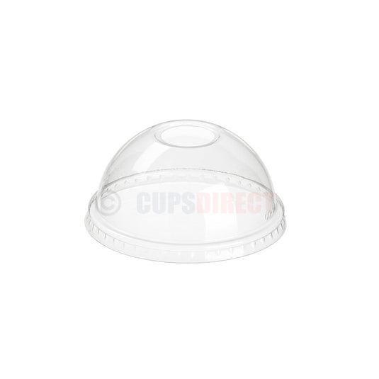 Compostable PLA domed smoothie cup lid suitable for larger toppings