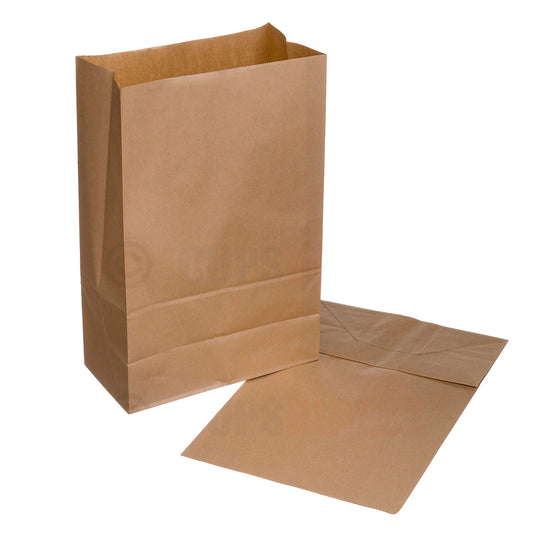 Large kraft brown paper grab bag roll top for takeaway meals and food packaging