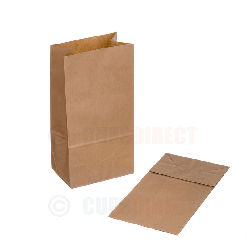 Load image into Gallery viewer, Medium kraft brown paper grab bag with roll top for takeaway and food service
