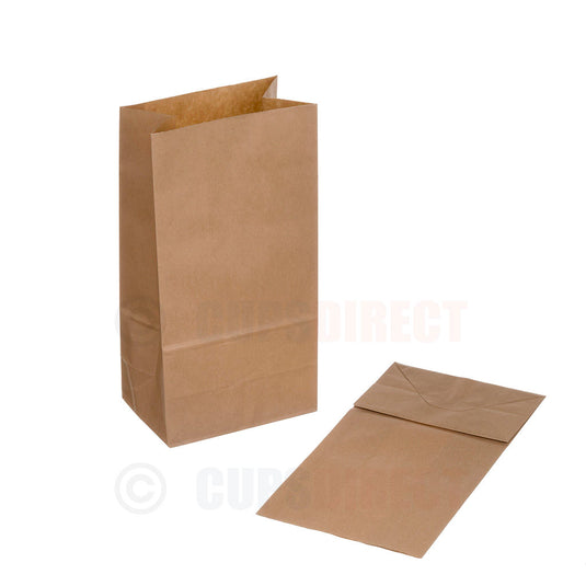 Medium kraft brown paper grab bag with roll top for takeaway and food service