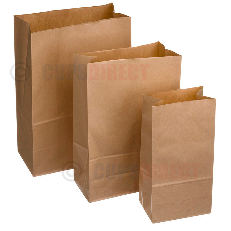 Load image into Gallery viewer, Kraft brown paper grab bags roll top range in multiple sizes for takeaway food packaging
