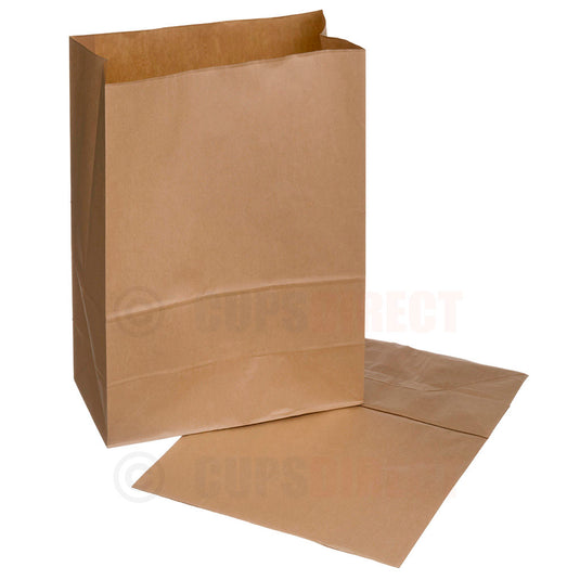 Extra large kraft brown paper grab bag roll top for bulky takeaway food packaging