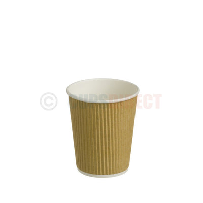 8oz natural kraft ripple insulated cup for tea and small coffees