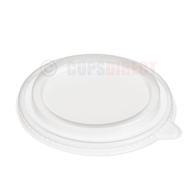 Clear PET lid for kraft salad bowls, secure fit for hot or cold food