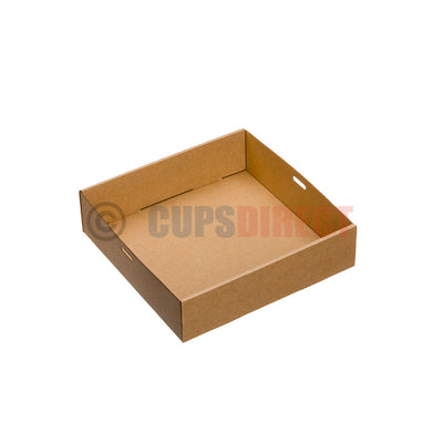 No.2 square kraft brown platter box base 225 x 225 x 60 mm for sharing trays