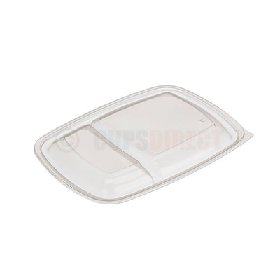 Medium 2-compartment rectangular PP clear microwaveable lid for Fastpac containers