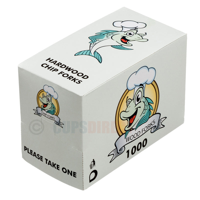 Load image into Gallery viewer, Sealed box of wooden chip forks for catering and takeaway use
