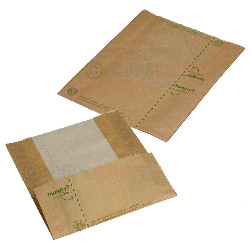 Load image into Gallery viewer, Vegware compostable kraft panini wrap pouch 8x9x10 inch
