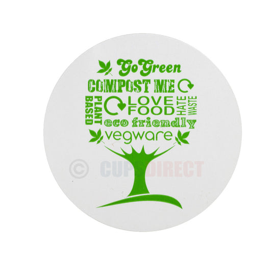 Vegware green tree compostable deli sticker for food packs