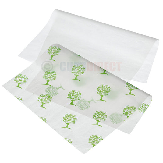Group image of wax coated compostable burger wraps in assorted designs