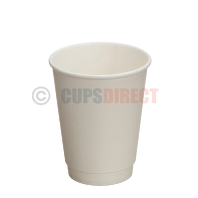 White double wall 12oz hot paper cups for insulation and heat protection
