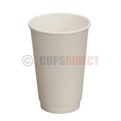 White double wall 16oz hot paper cups for insulation and heat protection