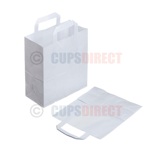Medium white paper SOS handle bag for food and retail use