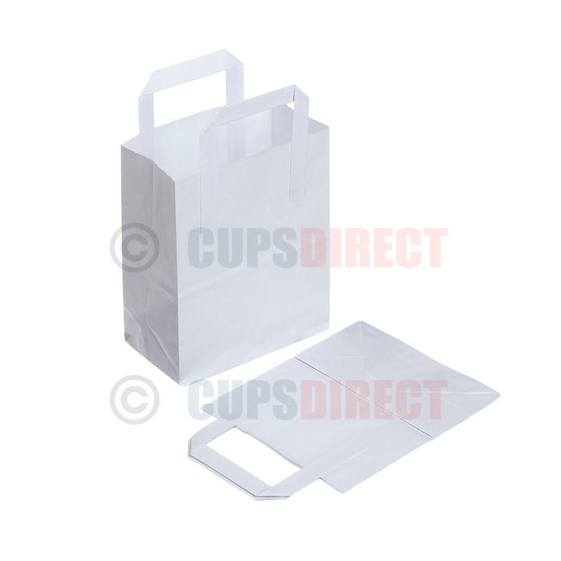 Load image into Gallery viewer, Small white paper SOS handle bag suitable for takeaway and retail
