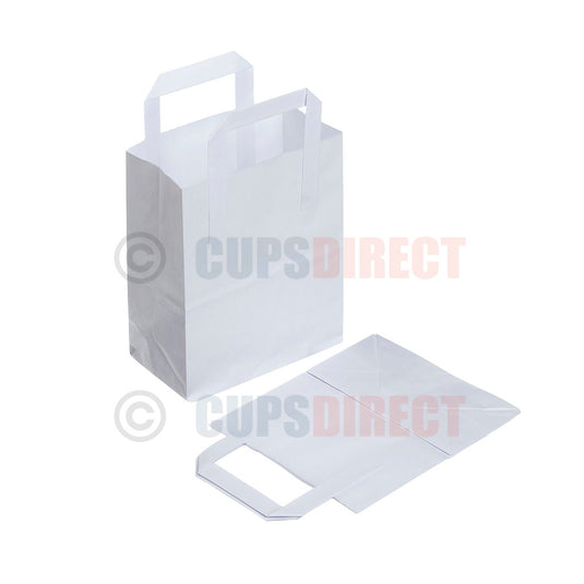 Small white paper SOS handle bag suitable for takeaway and retail