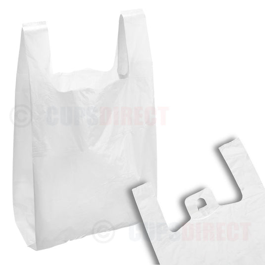 Group image of white vest carry bags suitable for retail use